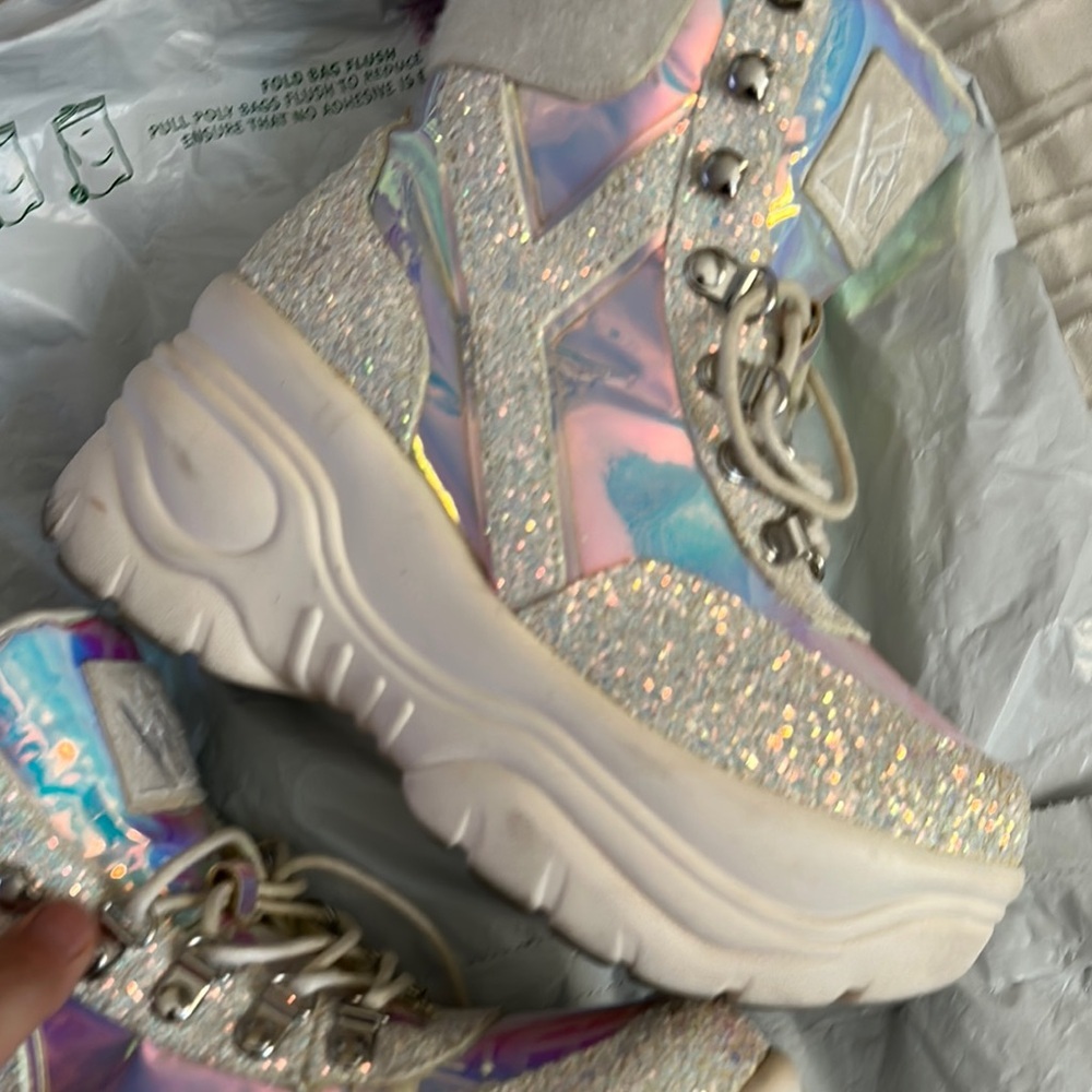 Dolls Kill Holographic Glitter Platform Sneakers - Picture 6 of 6